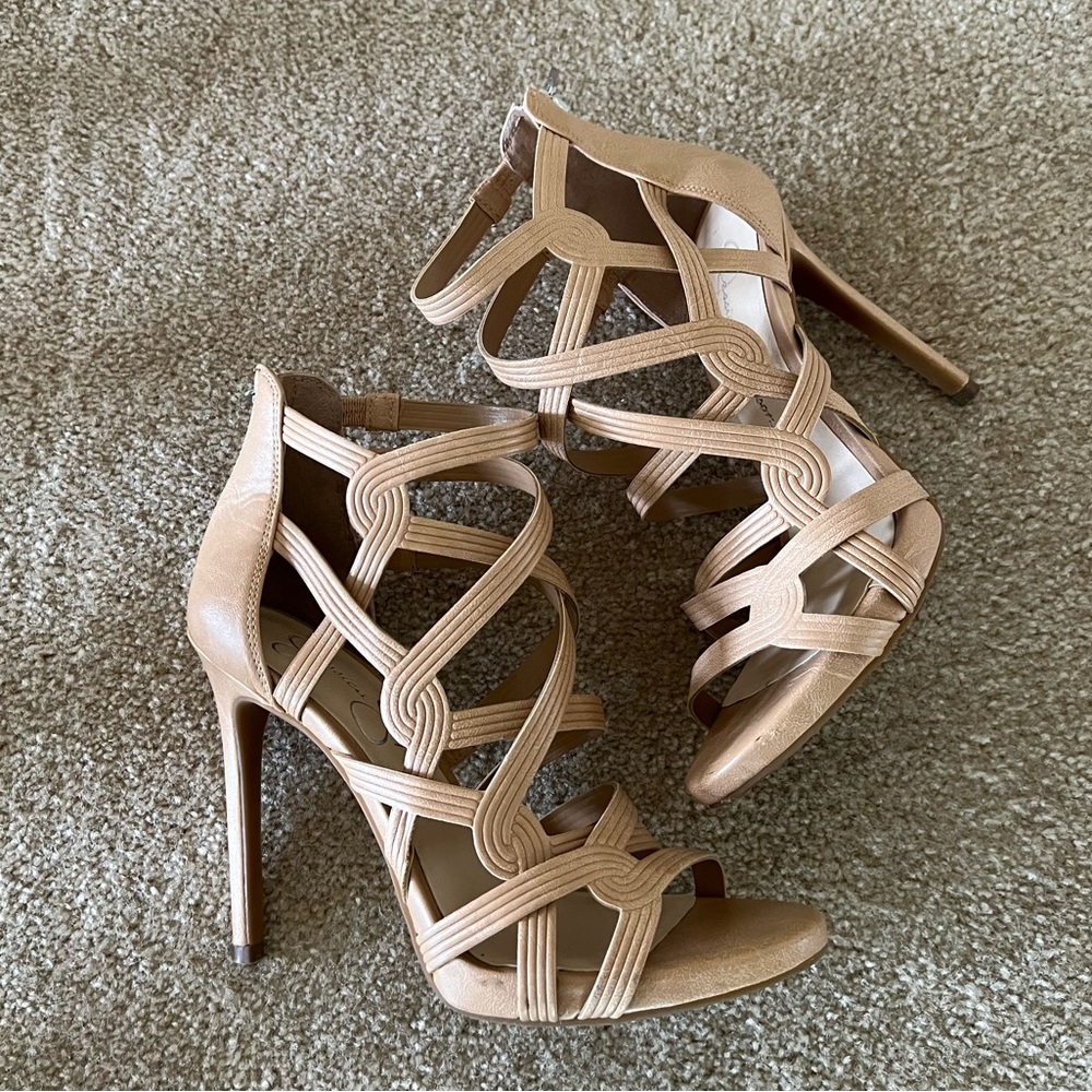 Jessica Simpson Nude Leather Stilletos